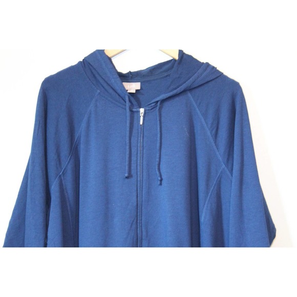 J. Jill Soft Full Zip Hooded Sweatshirt Navy Blue Women's Plus Size 2X H14386 - Picture 3 of 13